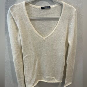 Brandy Melville Cream V-Neck Sweater